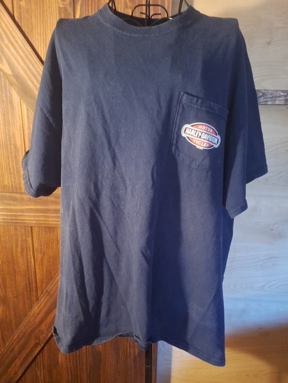 Harley-Davidson Navy Short-Sleeve Pocket Tee with Logo Patch